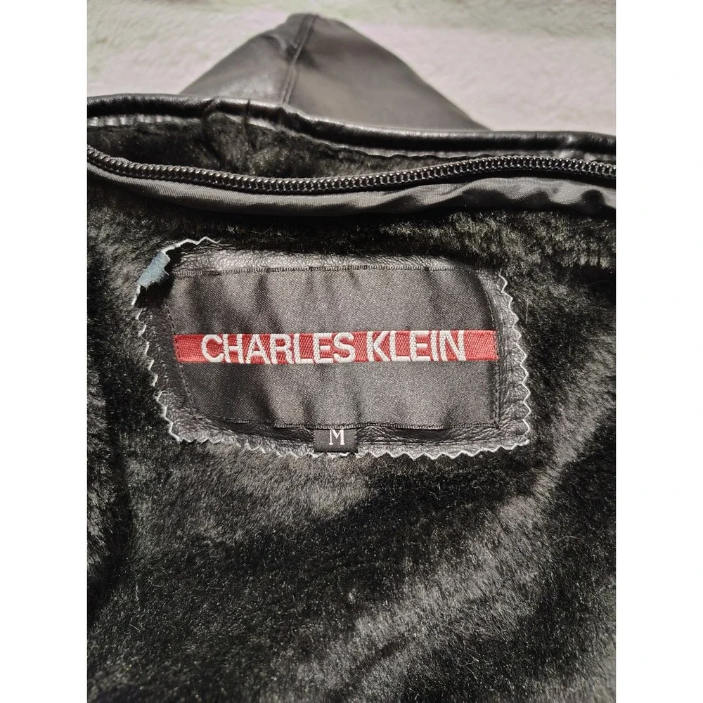 Charles Klein Genuine Leather Jacket & Leather Hood Sz XL + Removable liner Sz M - Picture 10 of 11